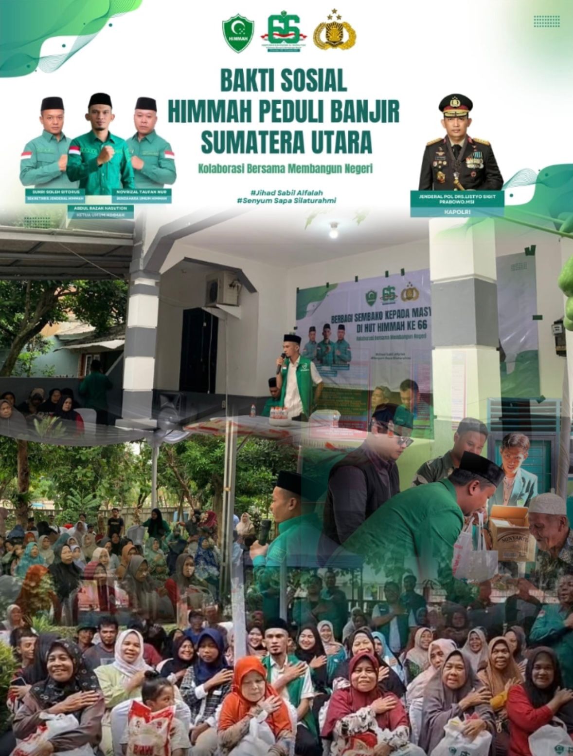 PEDULI BENCANA SUMATERA, PP HIMMAH BAGIKAN SEMBAKO KAPOLRI DI ACARA BAKSOS HIMMAH 66